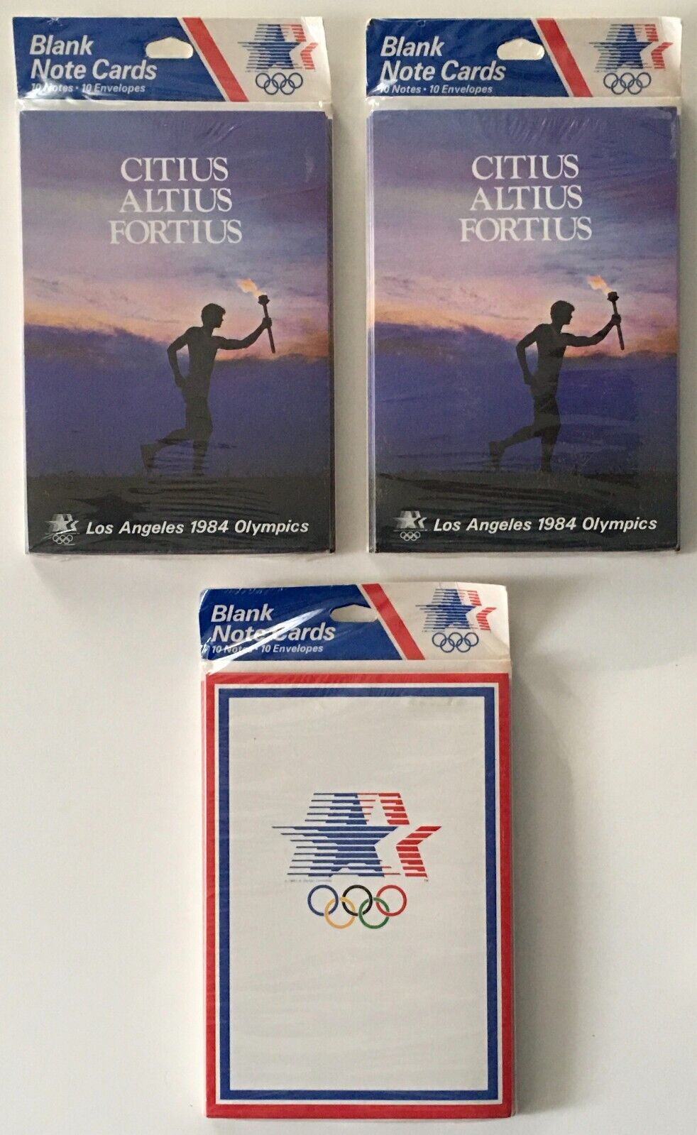 Los Angeles 1984 Olympic Games Blank Note Cards and Envelopes Lot of 3 New Packs