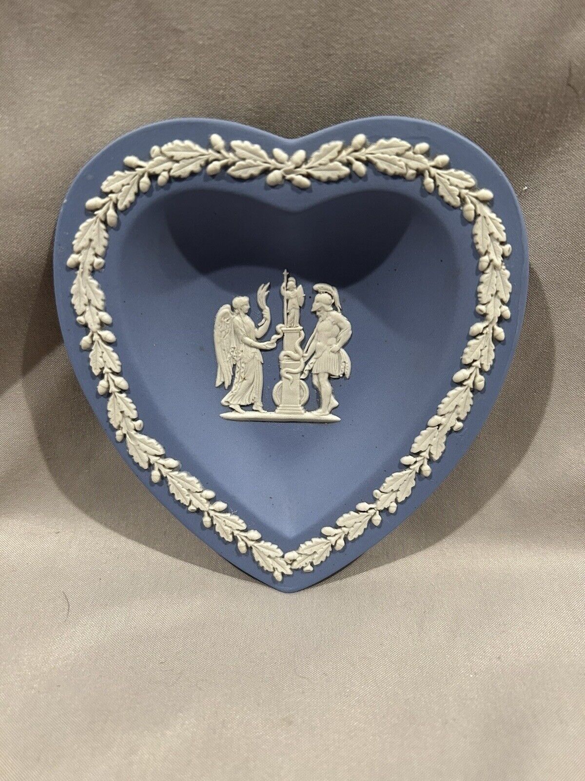 4” blue heart shaped candy dish Wedgewood Made In England