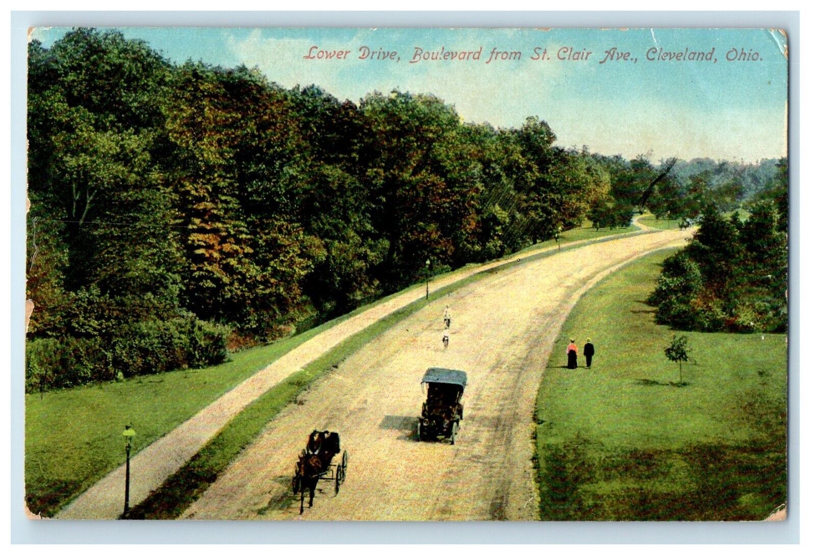 c1910's Lower Drive Boulevard From St. Clair Avenue Cleveland Ohio OH Postcard