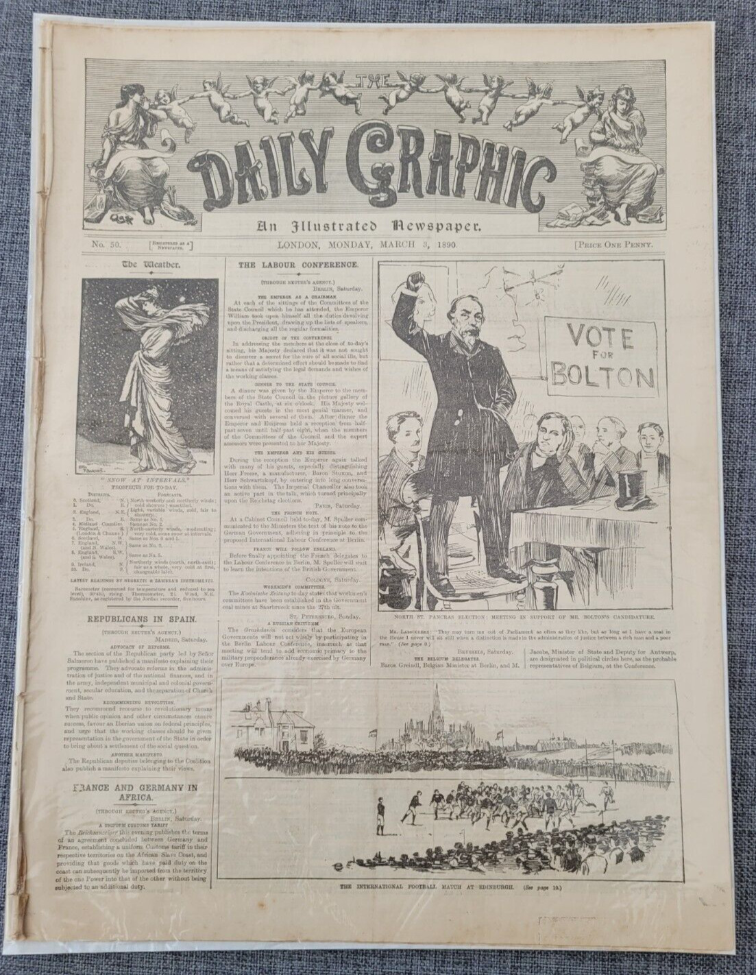 DAILY GRAPHIC RUGBY EDINBURGH SLAVE COAST 3RD MARCH 1890 ORIGINAL NEWSPAPER