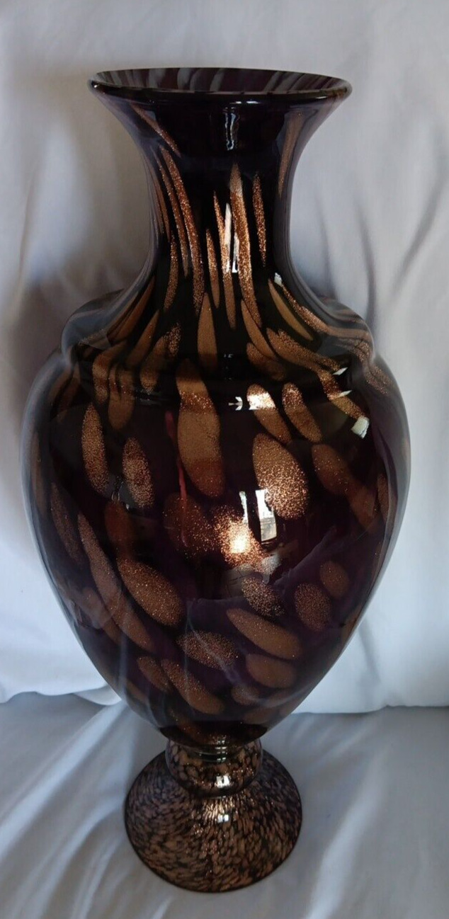 Gold And Black Glass Vase 19 Inches Tall