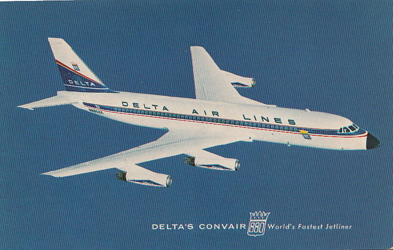  Postcard Delta\'s Convair 880 World\'s Fastest Jetliner 