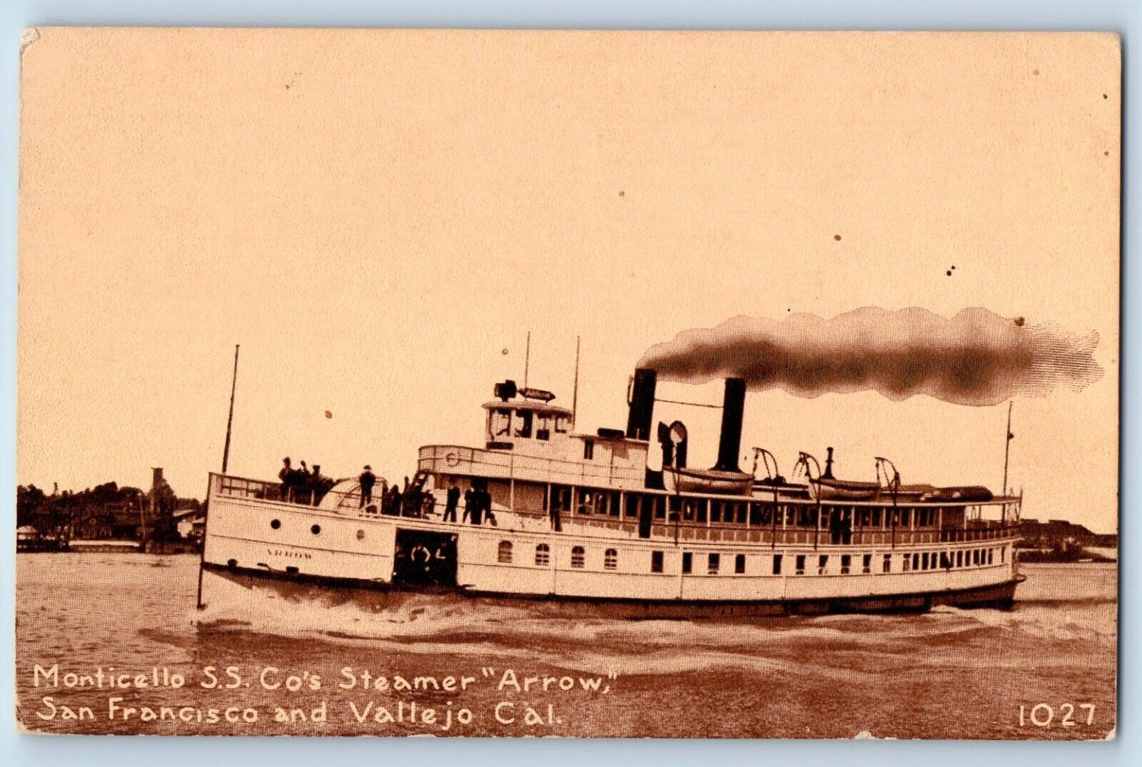 Vallejo California CA Postcard Monticello SS Co Steamer Arrow San Francisco 1910