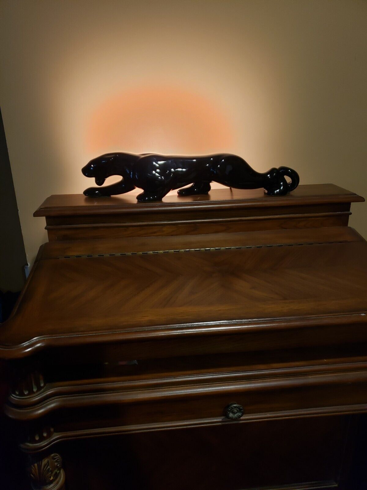 Beautiful Vintage Ceramic Mid Century Modern Black Panther Lamp 