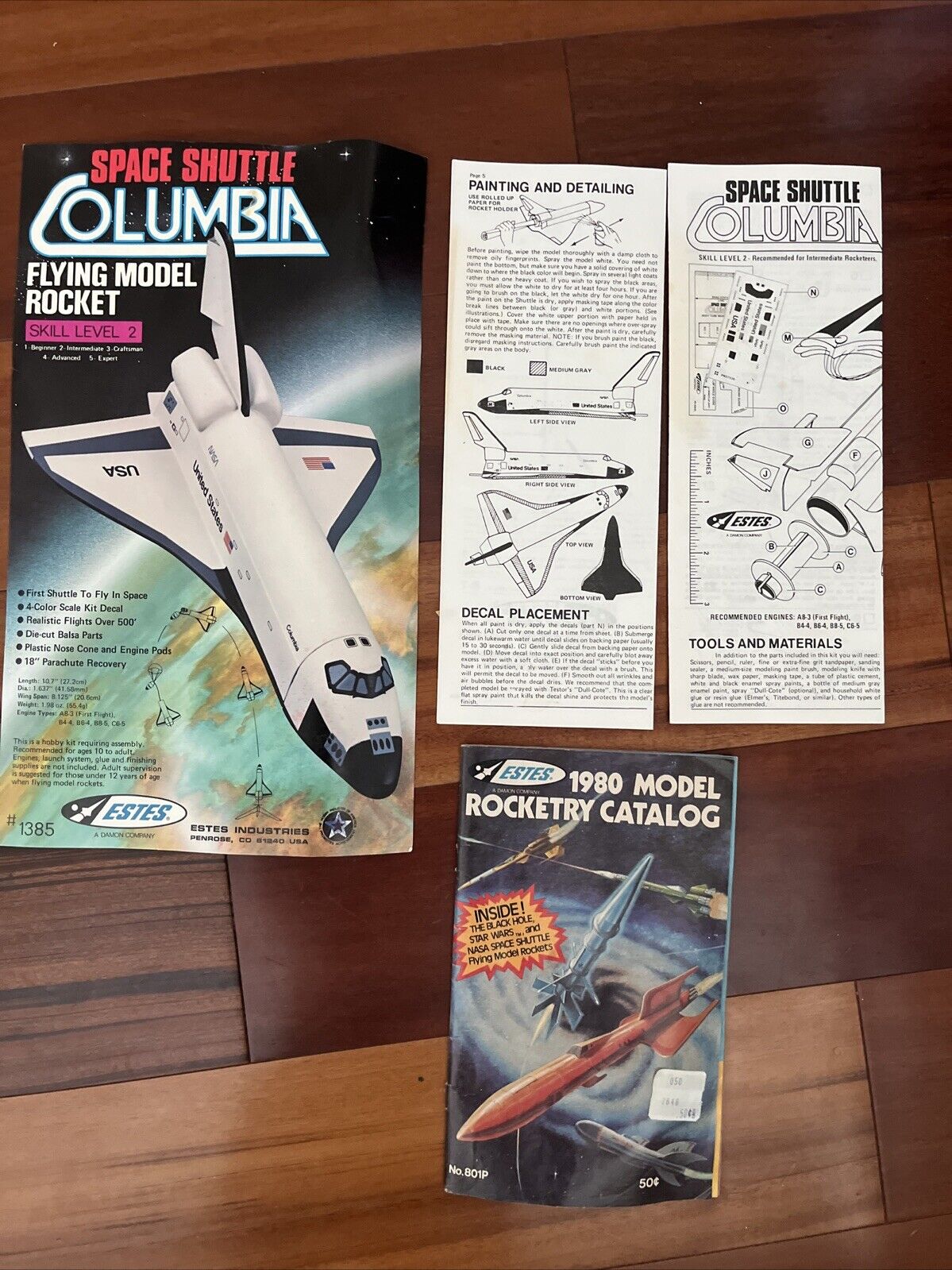 Vintage Estes Model Rocketry Catolog 1980 + Space Shuttle Columbia Card Stock