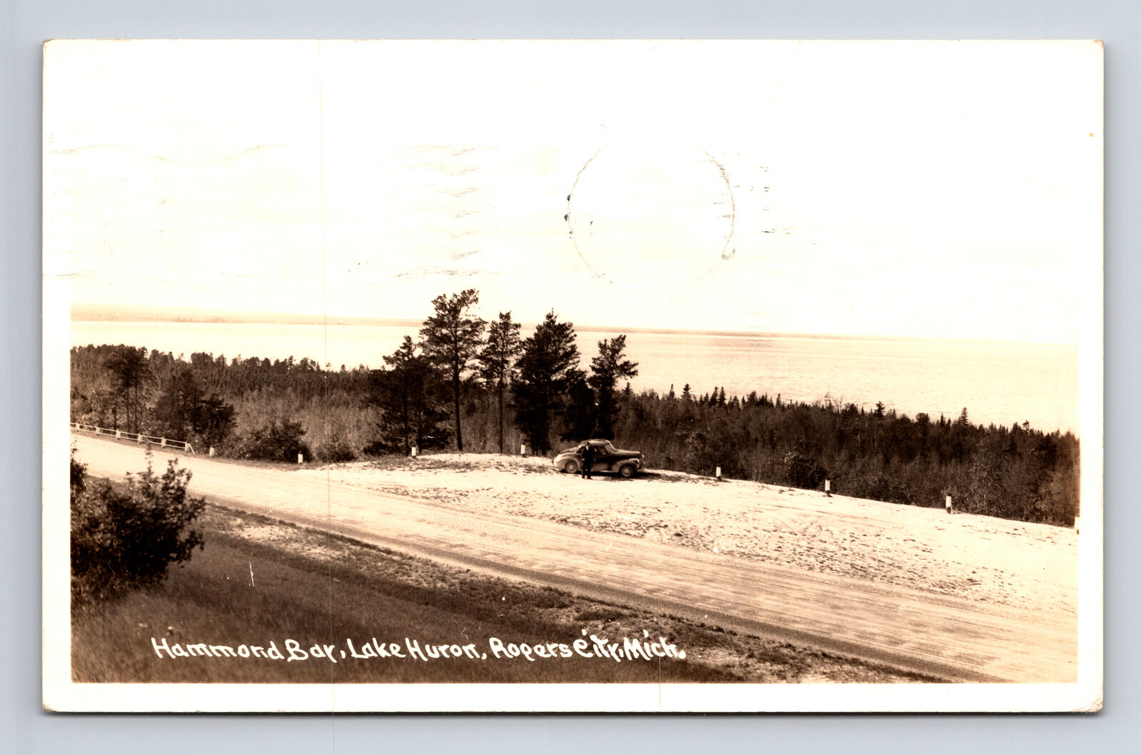 c1941 RPPC Lake Huron Hammond Bar Ropers City Michigan MI Postcard