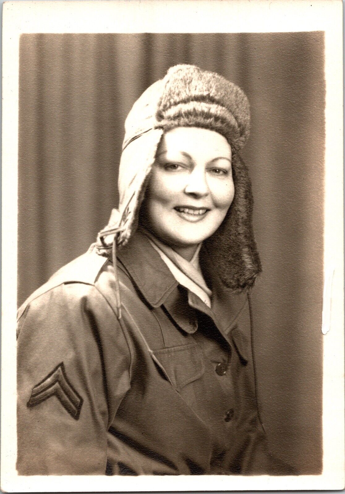 Vtg Found B&W Photo WW2 Soldier Women Portrait Military Army 1940s Retro