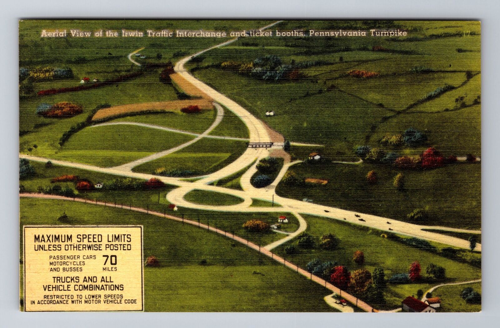 Irwin PA-Pennsylvania, Aerial Interchange & Turnpike View, Vintage Postcard