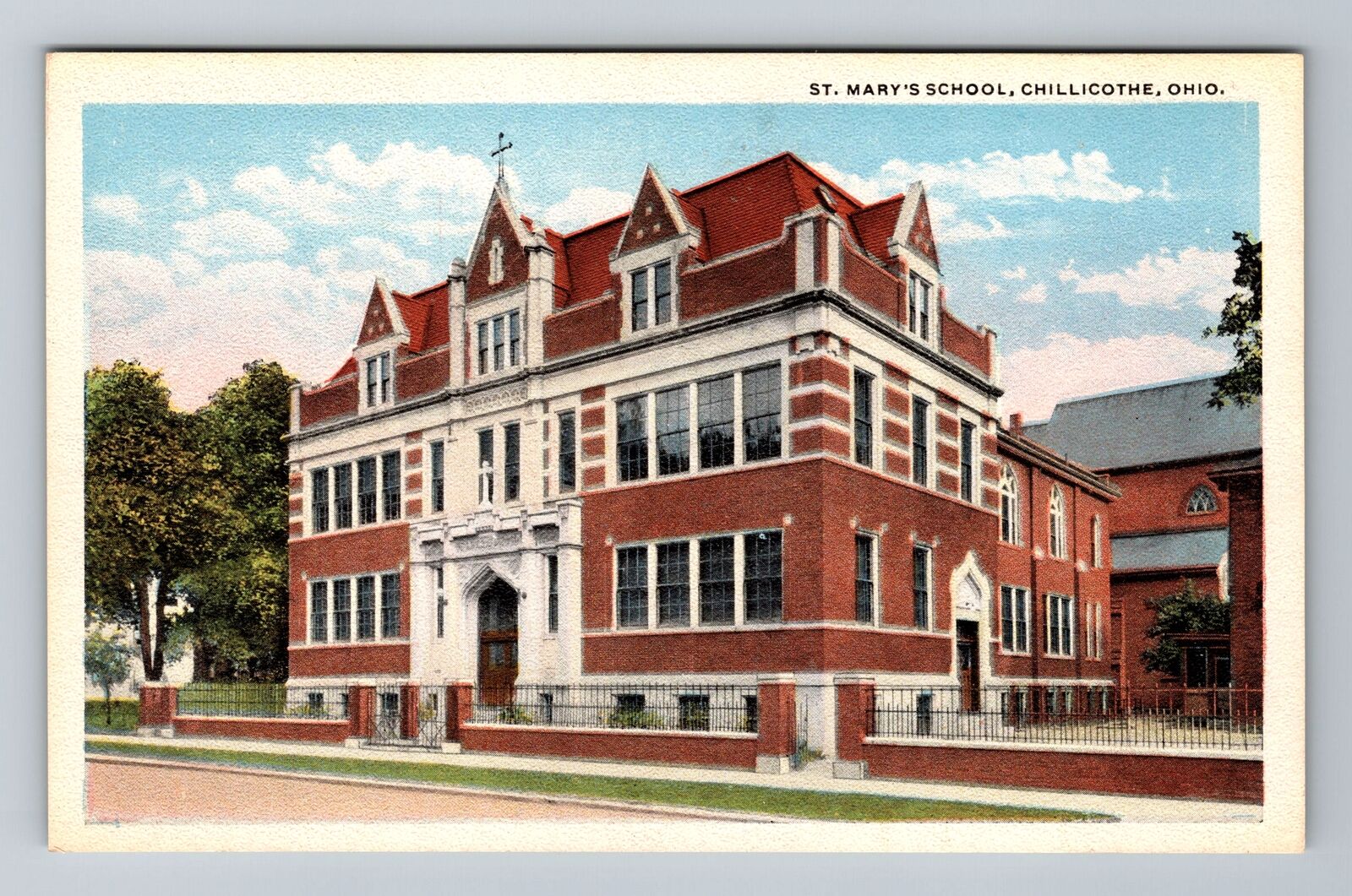 Chillicothe OH-Ohio, St Mary\'s School, Antique Vintage Souvenir Postcard