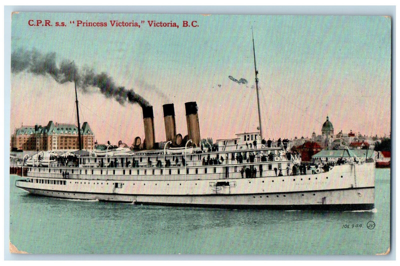 Victoria British Columbia Canada Postcard CPRss Princess Victoria 1915