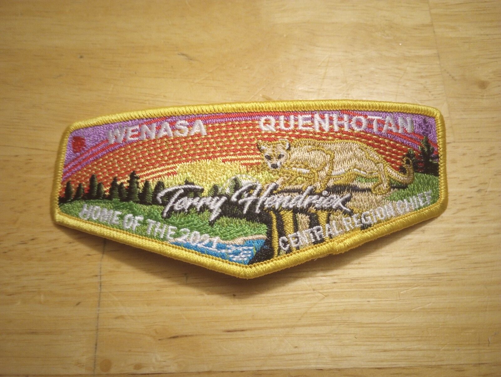 Wenasa Quenhotan Lodge #23 Home of the Central Region Chief Yellow Border Flap
