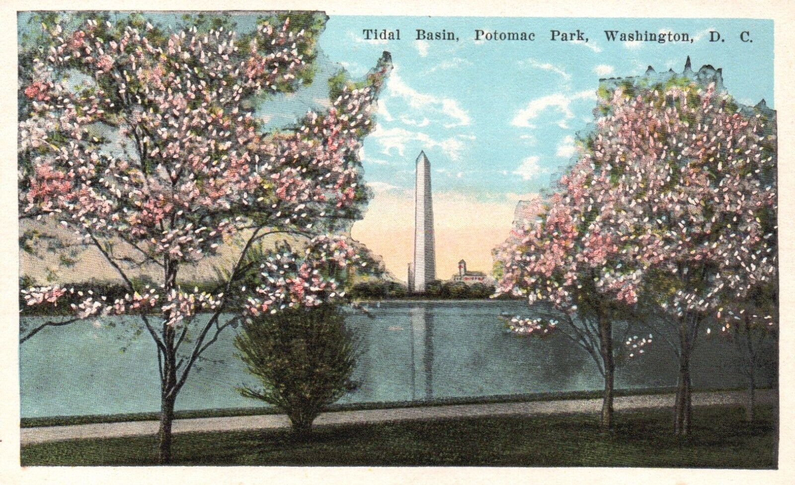 Postcard Washington DC Tidal Basin Potomac Park Washington Monument Old PC e8887