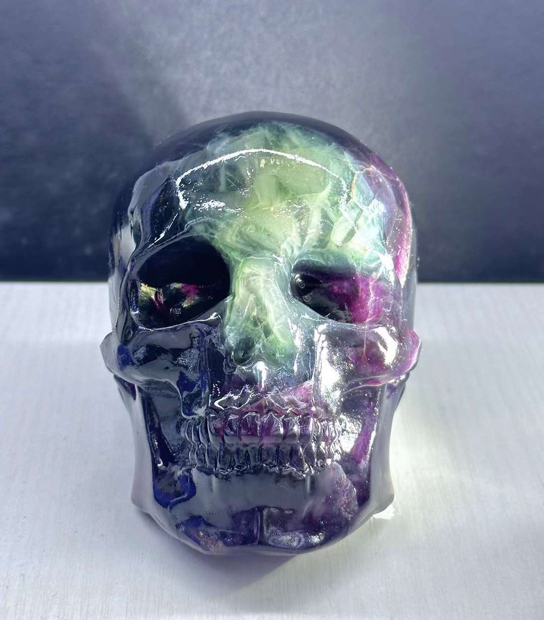 Natural Large colored fluorite skull 💀 quartz crystal Random 1PC