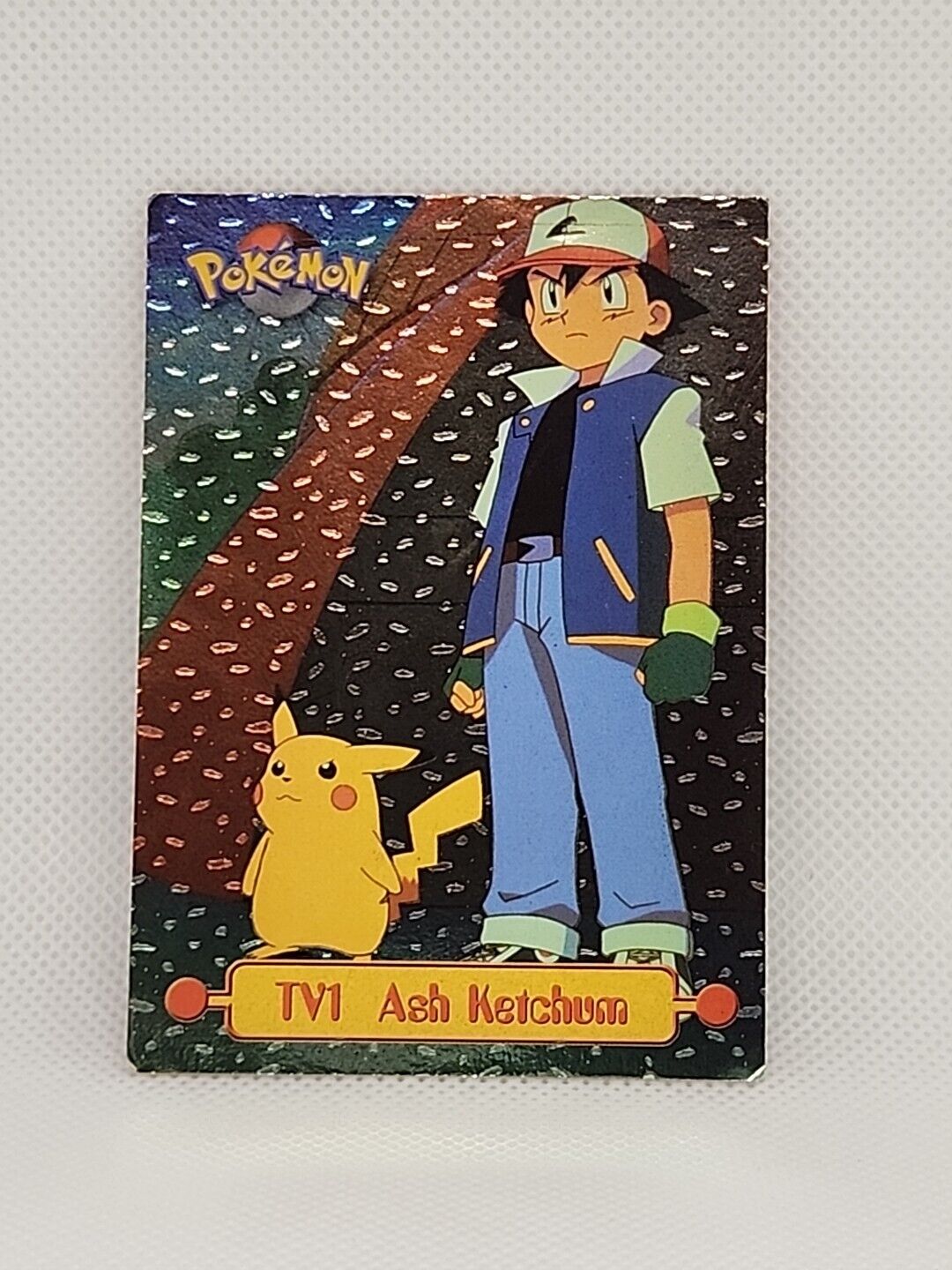 1999 Topps Pokémon Ash Ketchum Card W/ Pikachu TV1