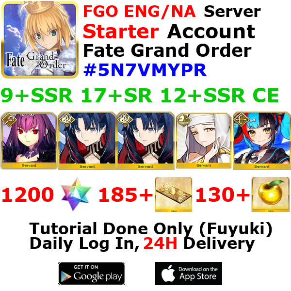[ENG/NA][INST] FGO / Fate Grand Order Starter Account 9+SSR 180+Tix 1210+SQ