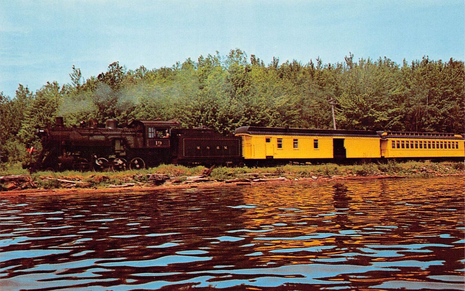 Marquette and Huron Mountain MI Railroad Train Locomotive No 19 Vtg Postcard D10