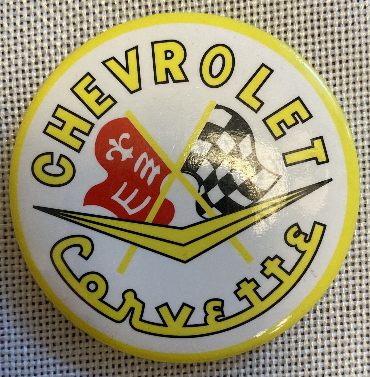 Vintage Genuine Chevrolet Corvette Refrigerator Magnet Button Style Classic Cars