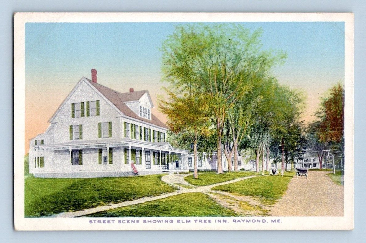 1920'S. RAYMOND, MAINE. STREET SCENE. ELM TREE INN. POSTCARD L29