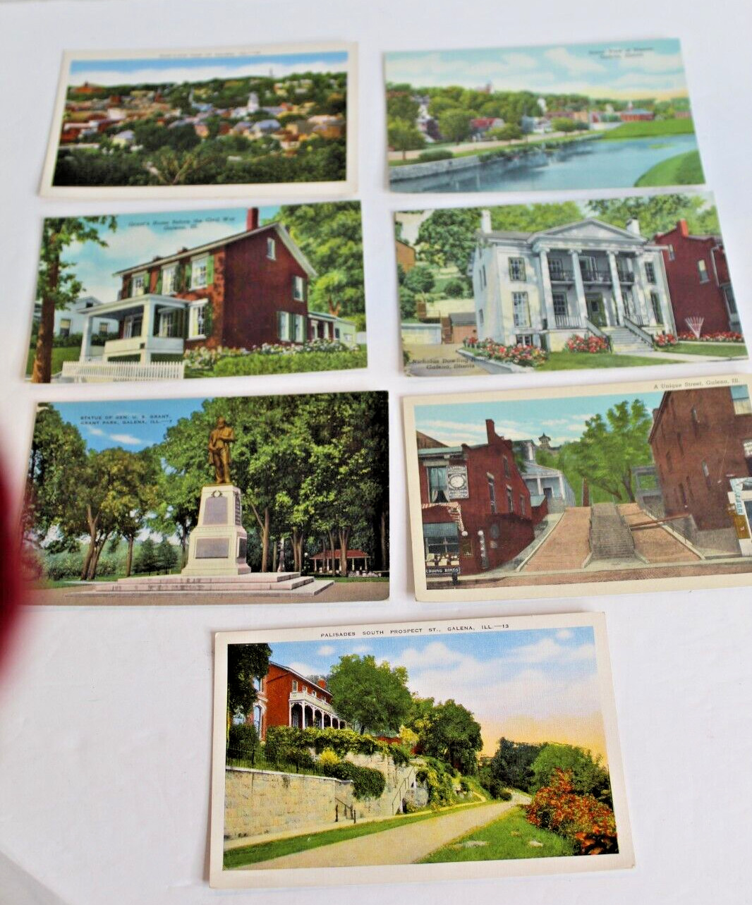 Lot 7 Vintage Linen Postcards - Galena Illinois - Unposted