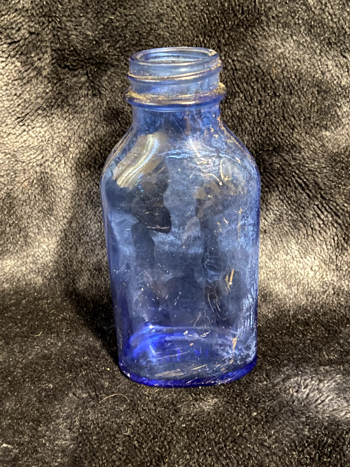 Vintage Cobalt Blue Embossed  Phillips Milk Of Magnesia Glass Bottle  5\