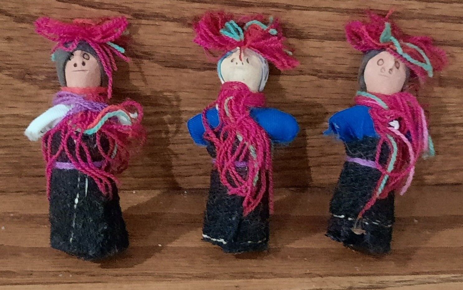Set of 3 Old Vintage Chamula Doll Dolls clothing Mexico Chiapas