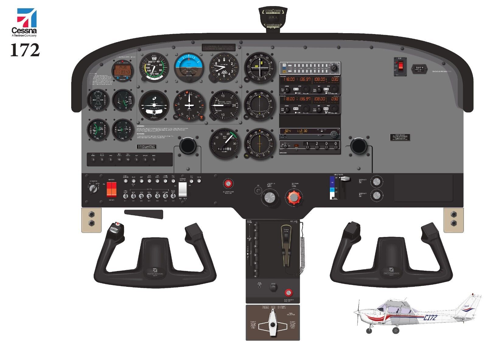 Cessna 172 SP with Conventional Instruments Cockpit Poster 24\