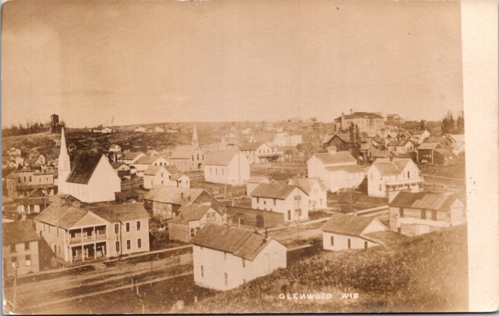 Real Photo Postcard Overview of Glenwood, Wisconsin