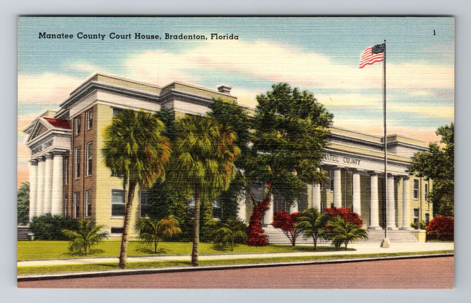 Bradenton FL-Florida, Manatee County Courthouse, Vintage Postcard