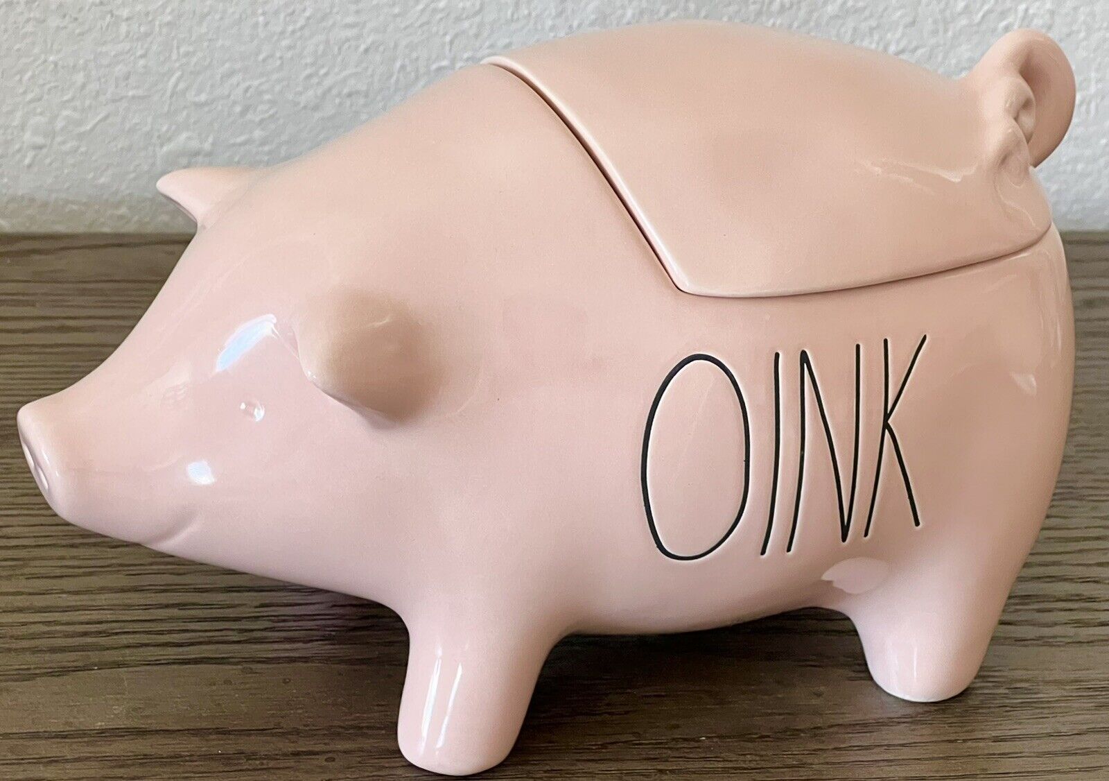 NEW Rae Dunn OINK Pink Pig Canister Cookie Jar w/ Lid 