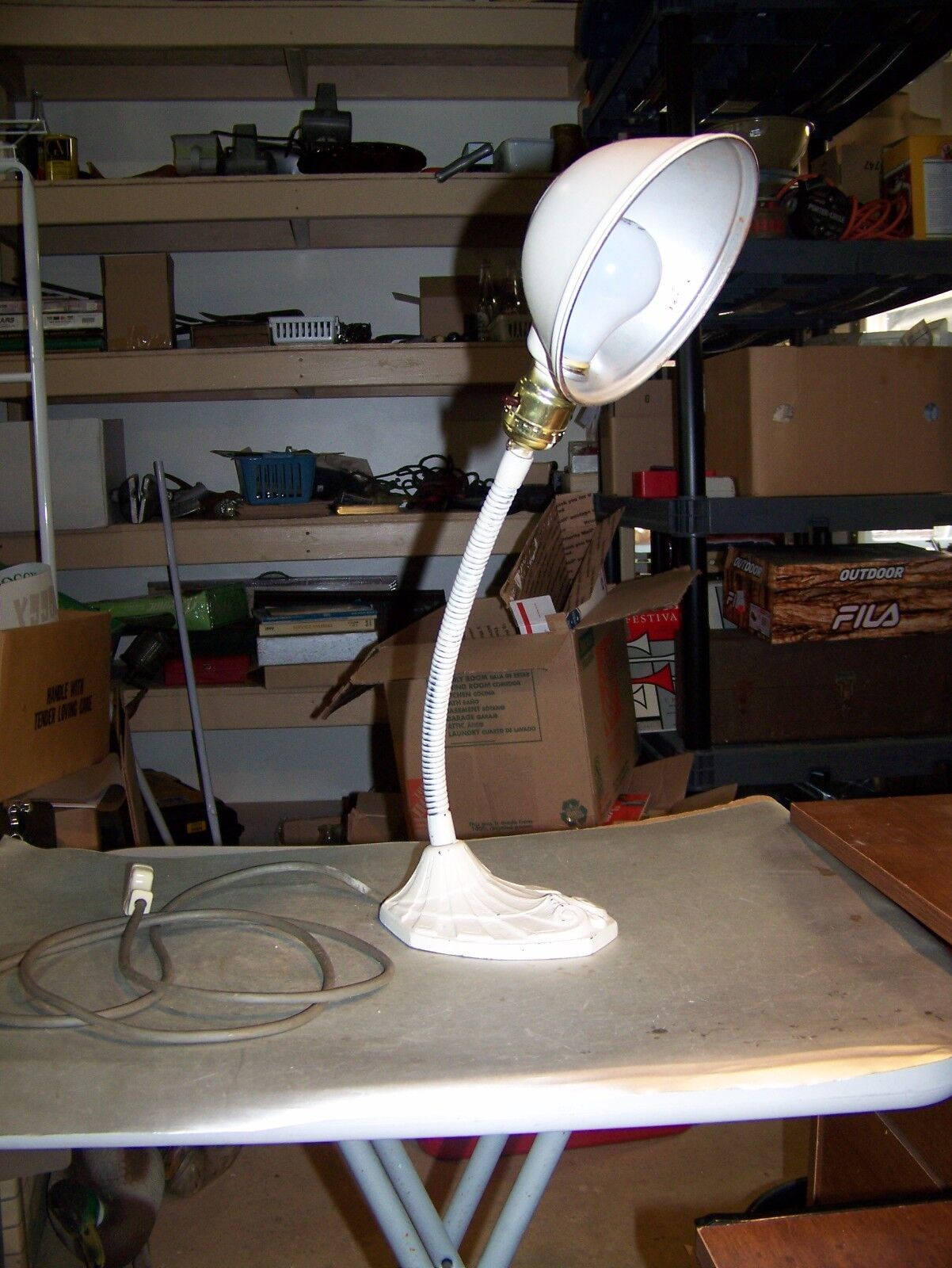 Union Table Desk S7460 Lamp Light Cast Iron Base Faries Adjustable Gooseneck IL
