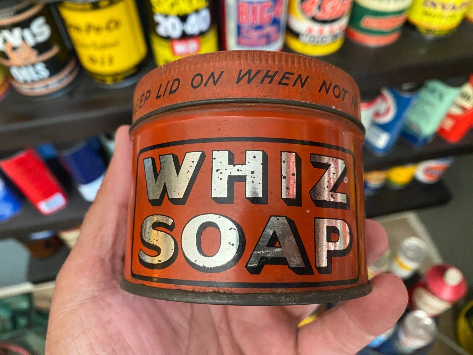 VINTAGE~ 1930’s~ EMPTY~ WHIZ SOAP TIN CAN~ THE DAVIES-YOUNG SOAP COMPANY