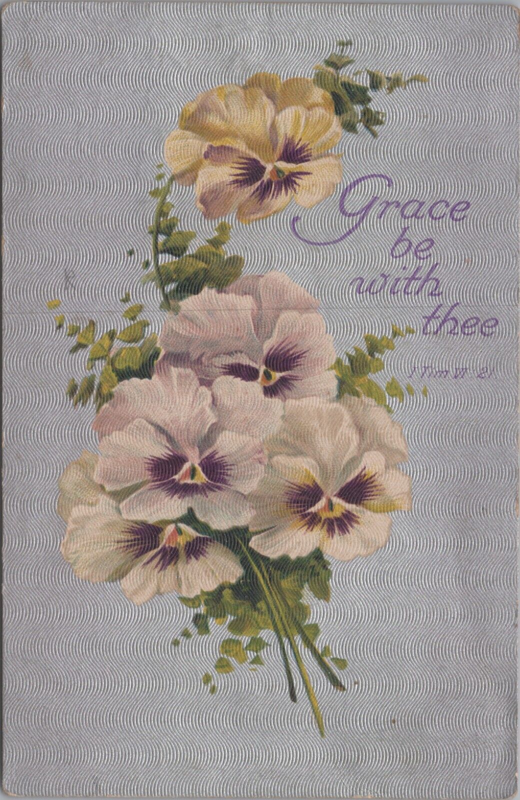 Grace be with Thee Bouquet of Flowers c1910s Postcard 6593d2 MR ALE