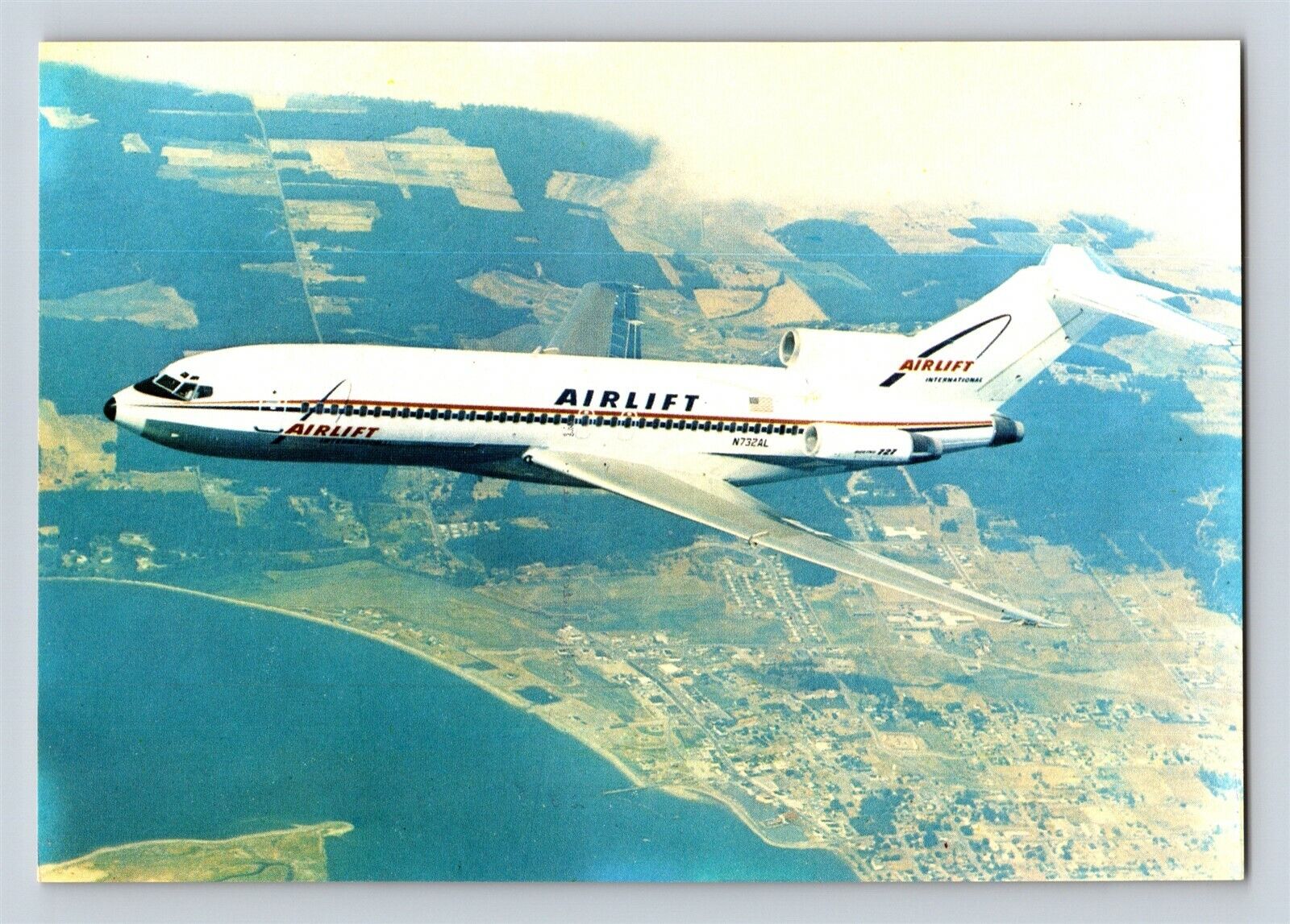 Aviation Airplane Postcard Airlift International Airlines Boeing 727 Movifoto D2