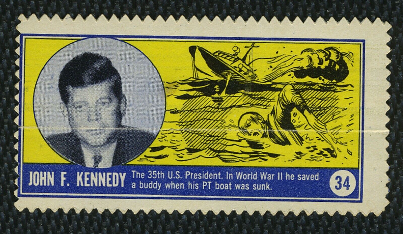 1962 Topps Famous Americans Stamps - #34 John F Kennedy - 35th US President