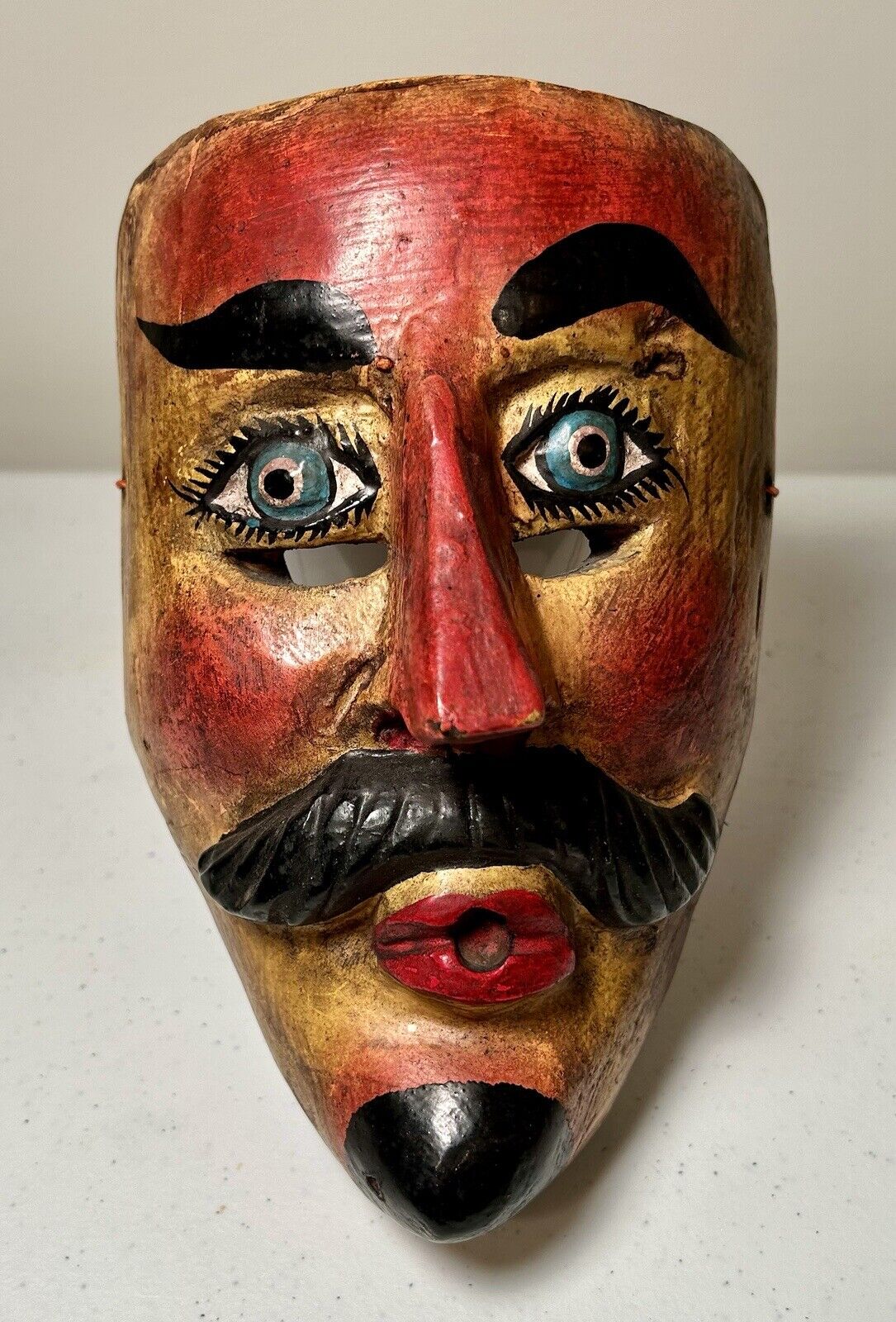 Vintage Guererro Mexican Folk Art Mask — Man With Mustache 
