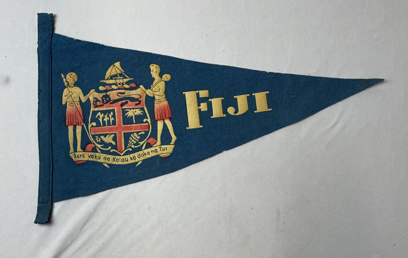 Vintage Fiji  18”/  Fiji National Seal Souvenir Pennant