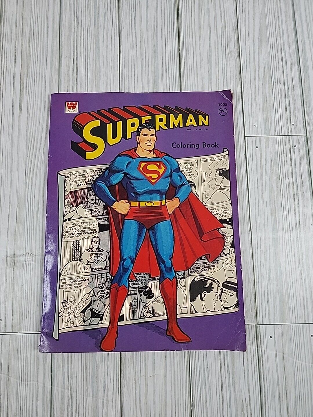 VINTAGE SUPERMAN COLORING BOOK MADE IN USA JUSTICE LEAGUE RARE NM 1966 Whitman