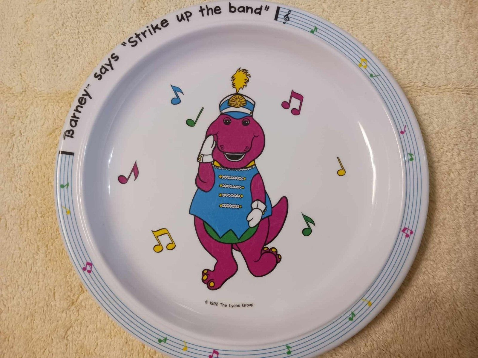 VINTAGE Barney The Dinosaur Plate “Strike Up The Band