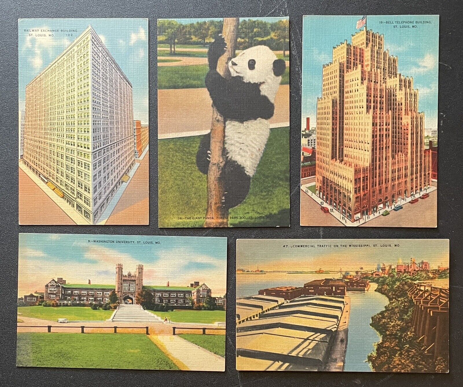 St Louis Missouri MO Postcard Lot Of 5 Vintage Linen