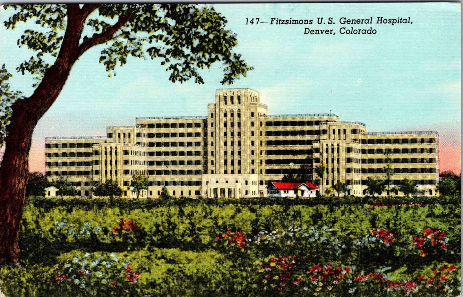 Fitzsimons U.S. General Hospital Denver Colorado Linen Post Card