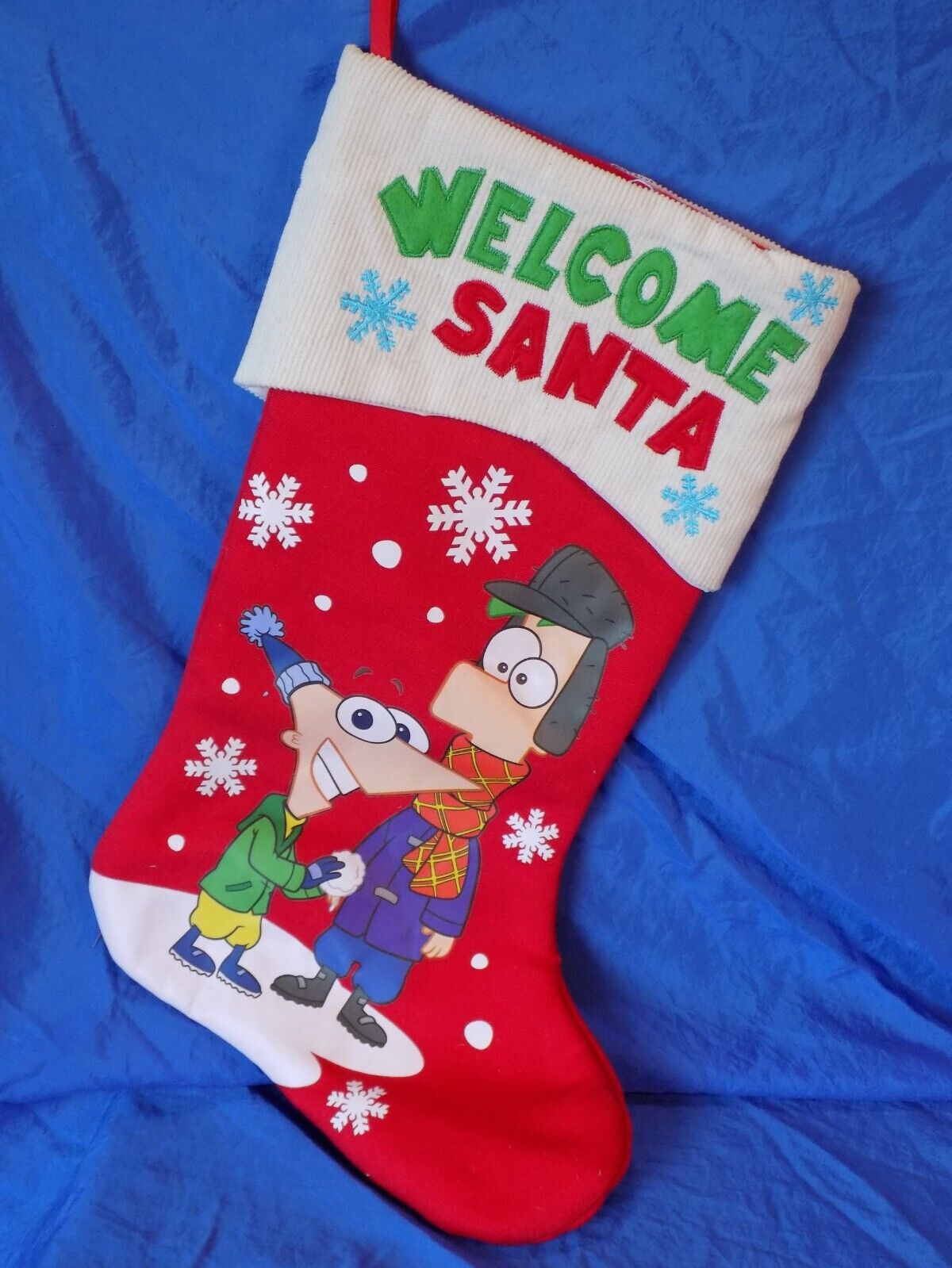 Disney\'s Phineas and Ferb Christmas Stocking WELCOME SANTA