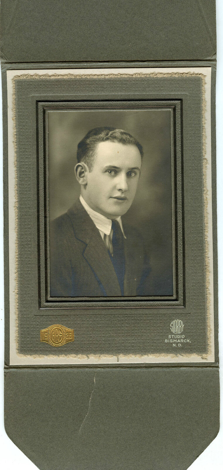 1926 Antique Studio Photo in Folder-Bismark, North Dakota Young Man (High School