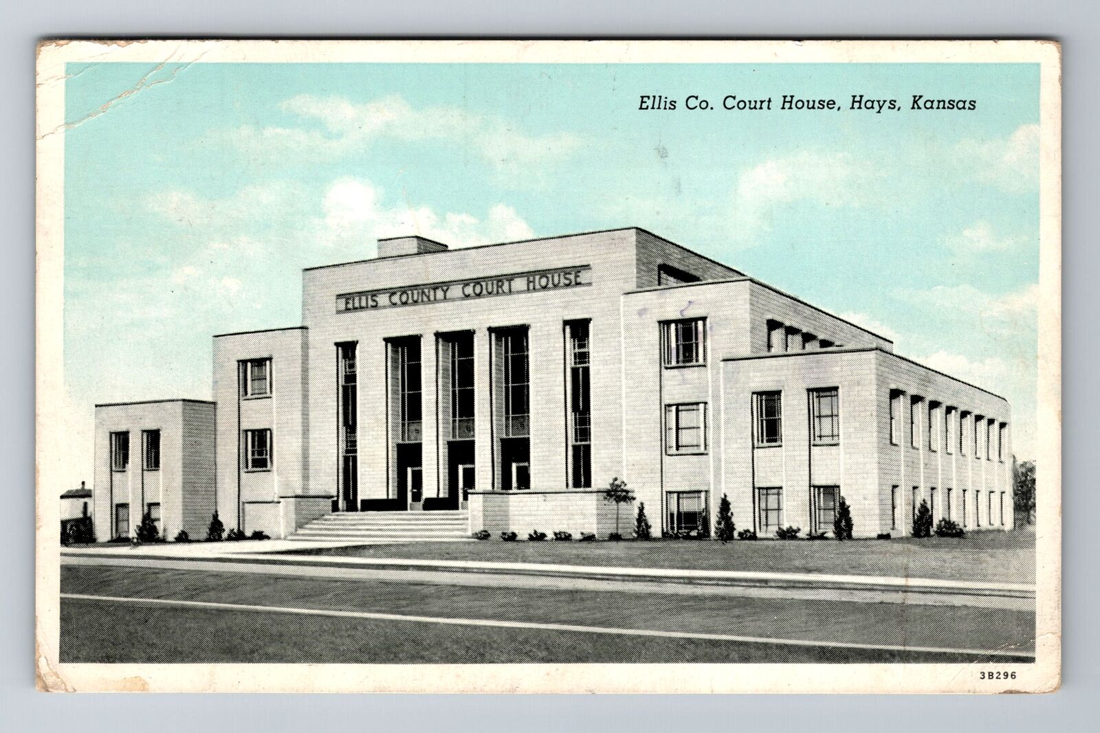 Hays KS-Kansas, Ellis Company Court House, Antique, Vintage c1945 Postcard