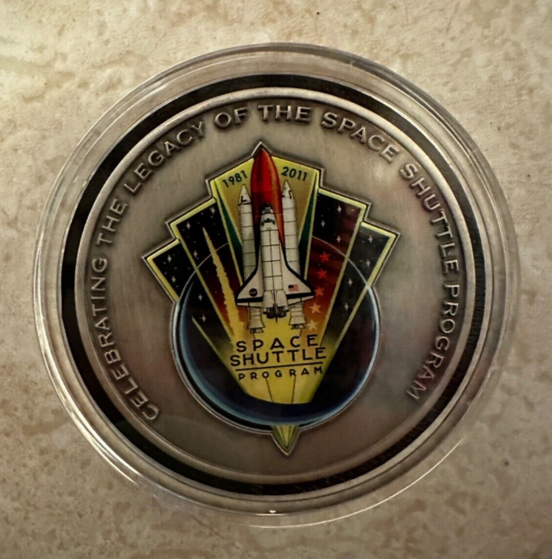 2011 NASA Legacy Space Shuttle Program Challenge Coin -- Metal Flown on Shuttle
