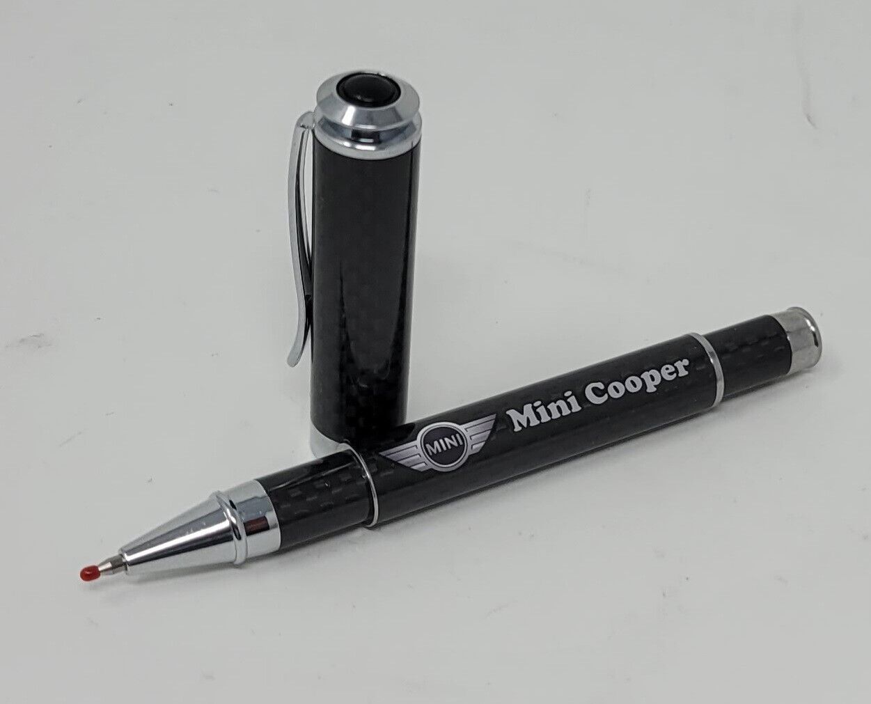 Mini Cooper Text and  Logo Carbon Fiber Ballpoint Pen - GREAT GIFT