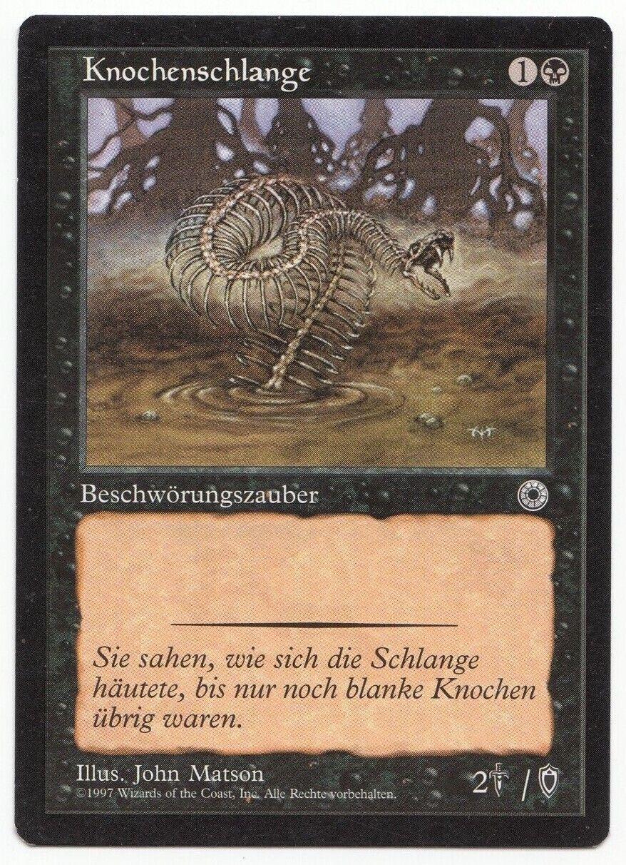 Skeletal Snake German Mtg MISPRINT. The Shield covers the toughness