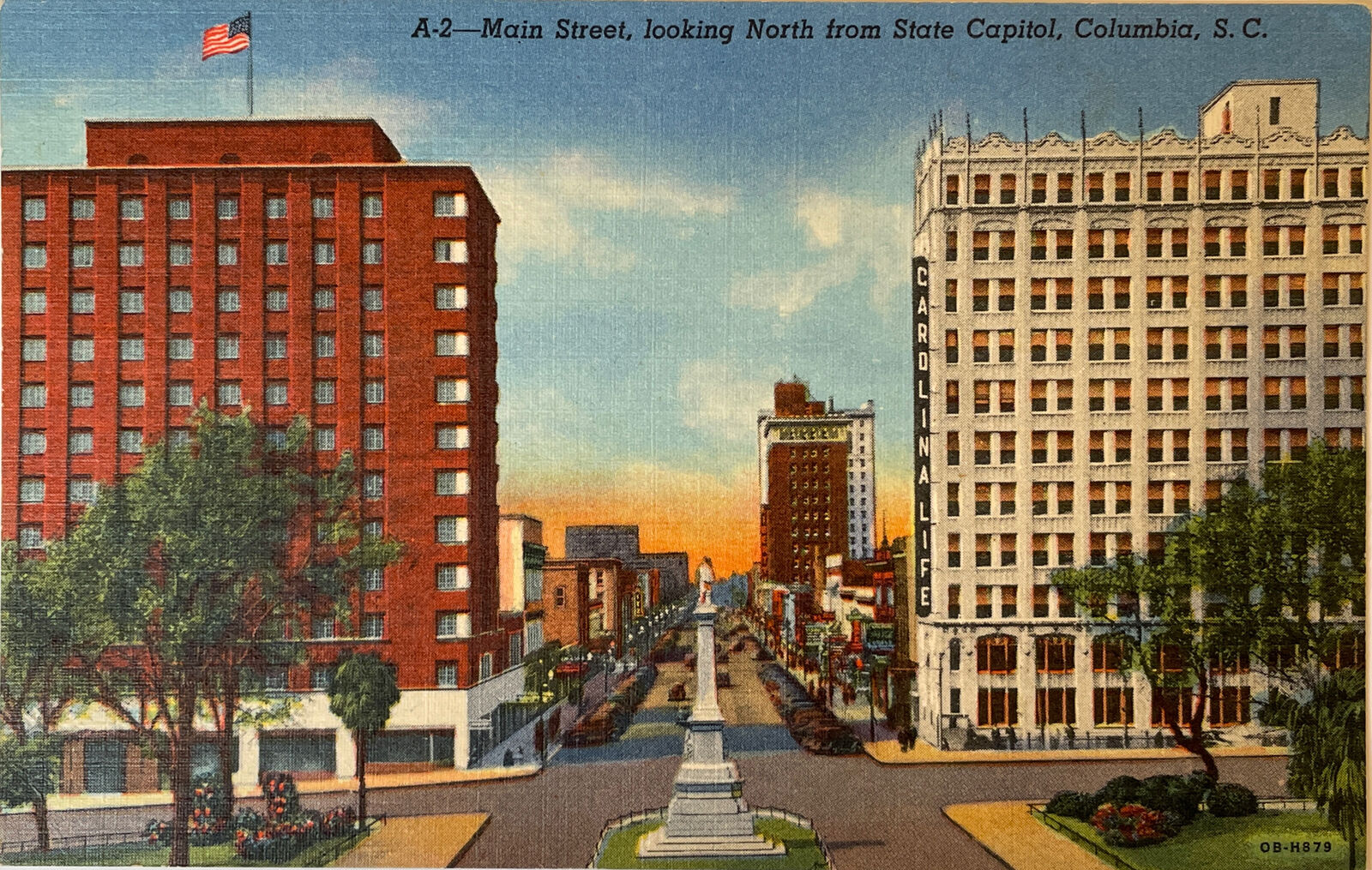 COLUMBIA, SC South Carolina MAIN STREET SCENE~Carolina Life  1942 Linen Postcard