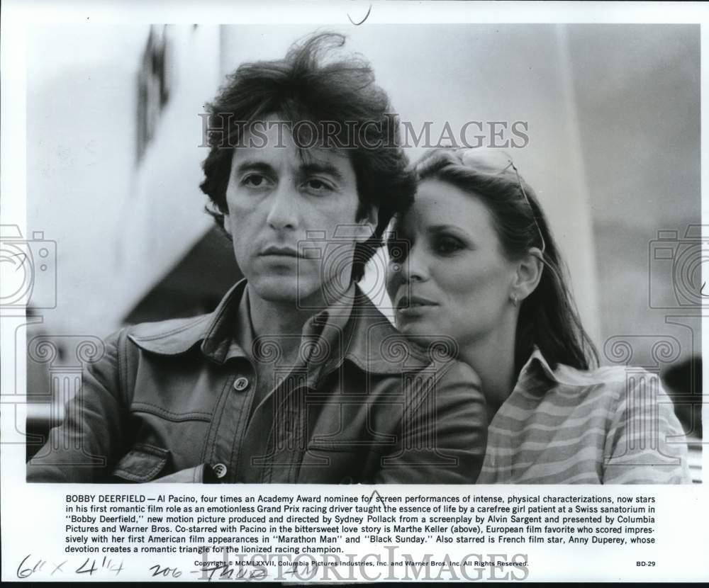 1977 Press Photo Actor Al Pacino, Marthe Keller in \