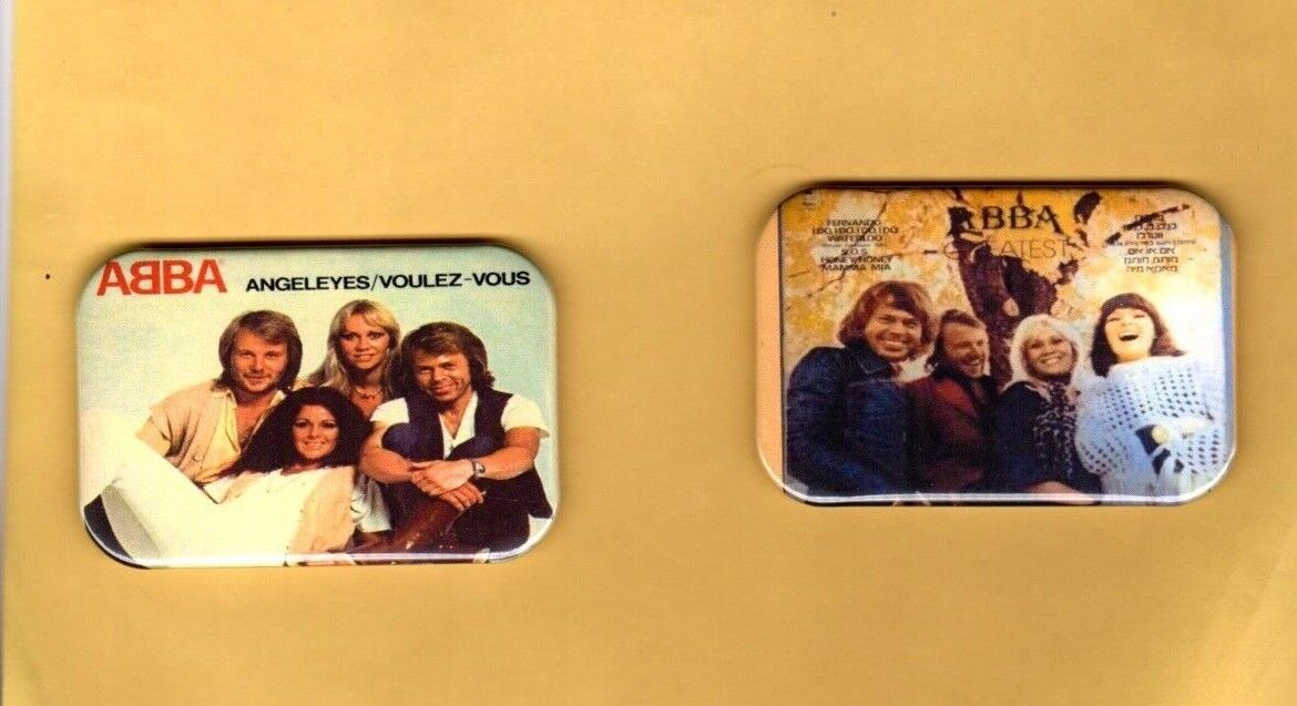 ABBA   TWO  MAGNETS OR BUTTONS, PINBACK 2\