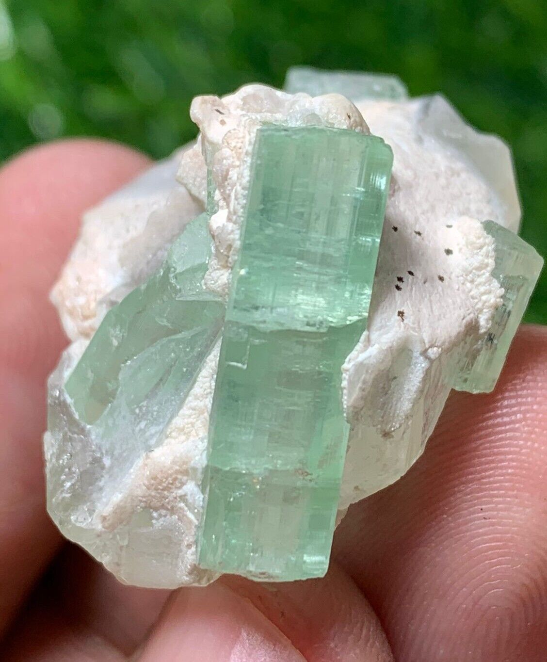 62Ct Natural color Tourmaline Bunch With Quratz Double terminated Crystal 